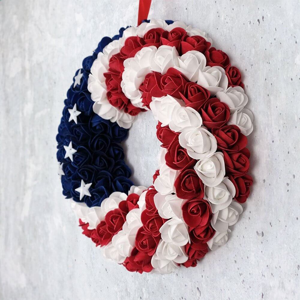 Rose Patriotic Wreath Memorial Veterans Day 4th Of July