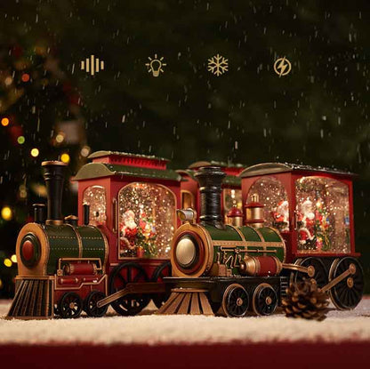 🚂 Christmas Train Illuminated, Lantern Decoration With Snow Globe, Santa Claus.